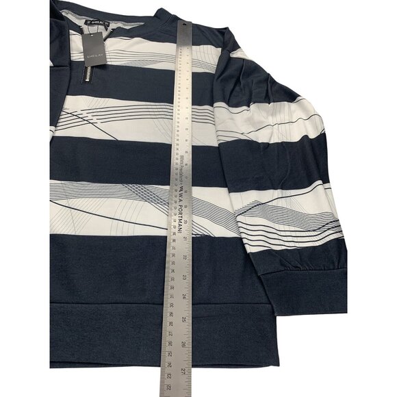 Sheilay Womens Black & White Striped Half-Zip Pullover Sweatshirt Size XL - Picture 9 of 11